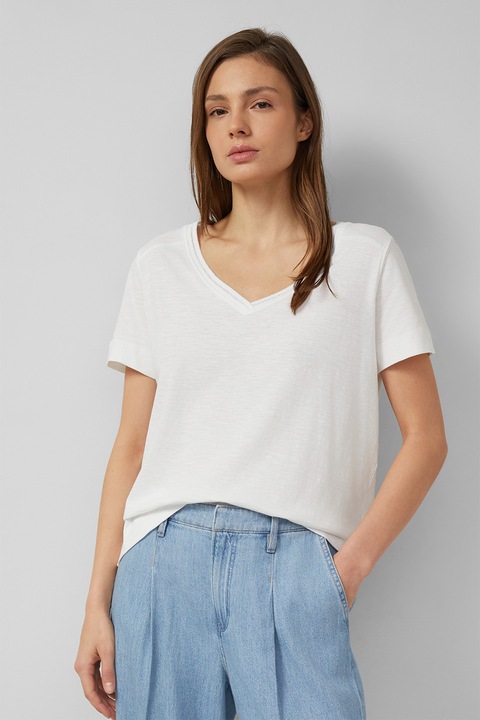 s.Oliver, V-nyakú pamutpóló, Fehér