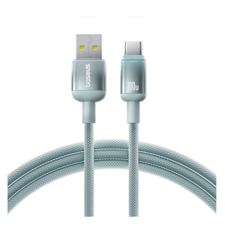 Baseus discolor adatkábel, usb - type-c, 100w, gyorstöltő, 100cm, világoskék/világoszöld