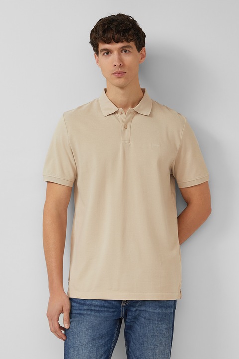 s.Oliver, Tricou polo de bumbac pique, Bej