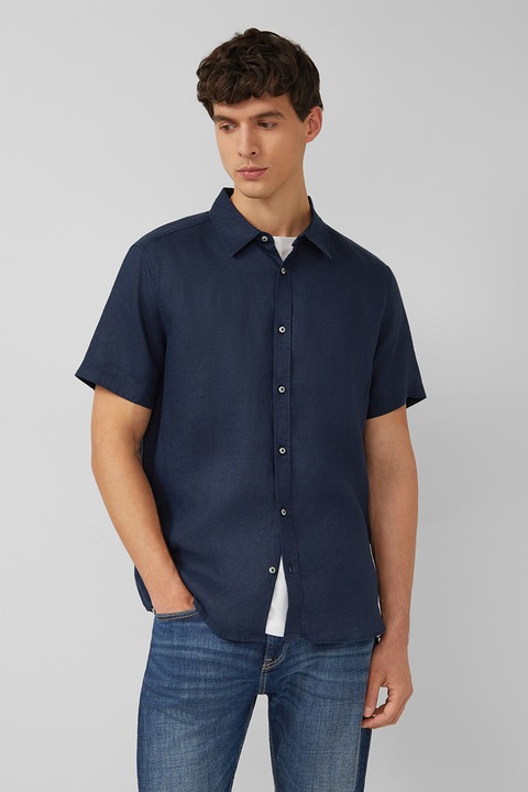 s.Oliver, Camasa din in cu nasturi, Bleumarin, XL
