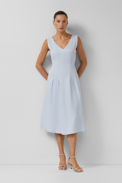 s.Oliver, Rochie din amestec de in cu buzunare, Albastru glaciar, 34