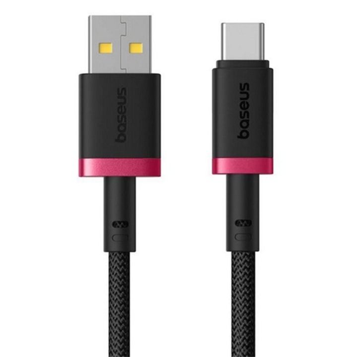 Baseus dura adatkábel, usb - type-c, 60w, gyorstöltő, cipőfűző, 200cm, piros/fekete