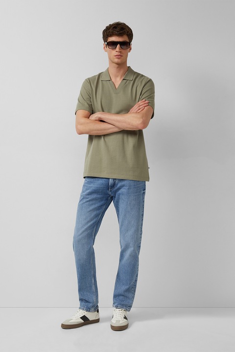 s.Oliver, V-nyakú galléros póló, Khaki, 3XL