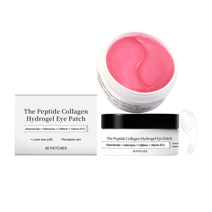 Plasture cu hidrogel pentru ochi, peptide, colagen, hidratare, fermitate, 60 buc
