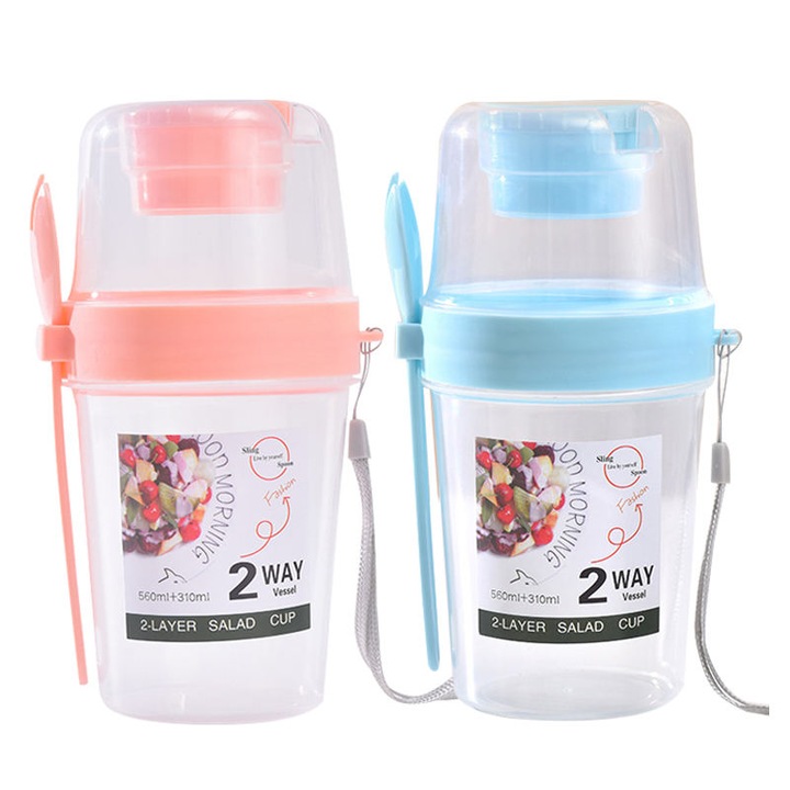 2 darabos salátás pohár szett, Momcbebe, 19×9cm, kék és rózsaszín