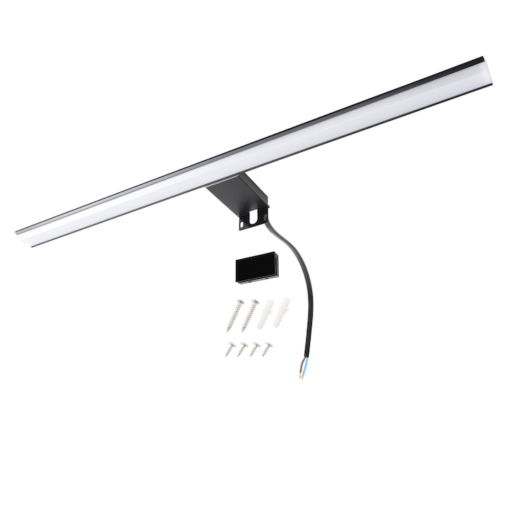 DA LIGHT LED lámpa fürdőszobai tükörhöz, 60 cm, 12W, 850 lumen, semleges fény 4000K, IP44, fekete, könnyű szerelés