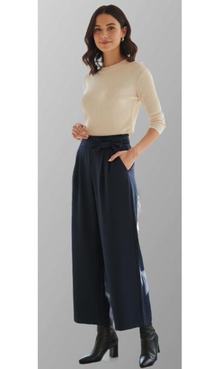 Pantaloni dama, croiala lejera, culoare bleumarin, marimea S/M