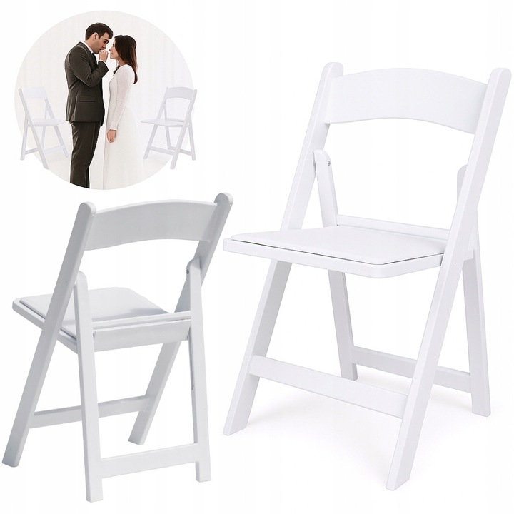 Scaun pliabil de gradina Bankietowo, alb, 84x45cm, rezistent la intemperii, design ergonomic