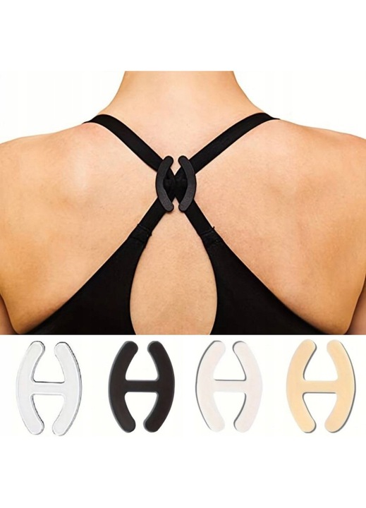 Set de 4 clipsuri pentru bretele, SNM, formă de litera H, multicolor, 5x3.5cm