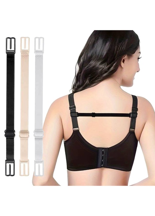 Accesorii sutien, SNM, 16-24 cm, multicolor, set 3 bucati, reglare bretele, invizibile sub haine, fixare spate, practic, anti-alunecare