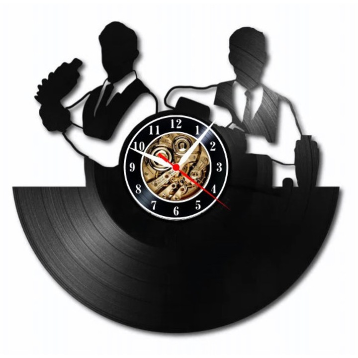 Dekoratív falióra "Master Bartender", bakelitlemezből készült, Koktél & Mixológia design