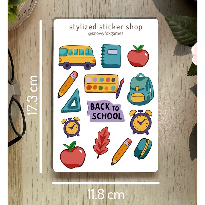 Set stickere Back To School, multicolor, lucios, waterproof