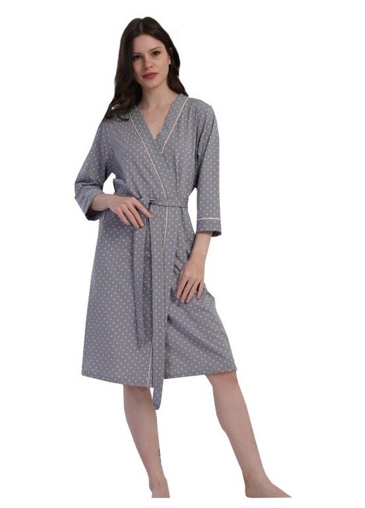 Halat femei, bumbac, Anabella cu buline, gri, Gri