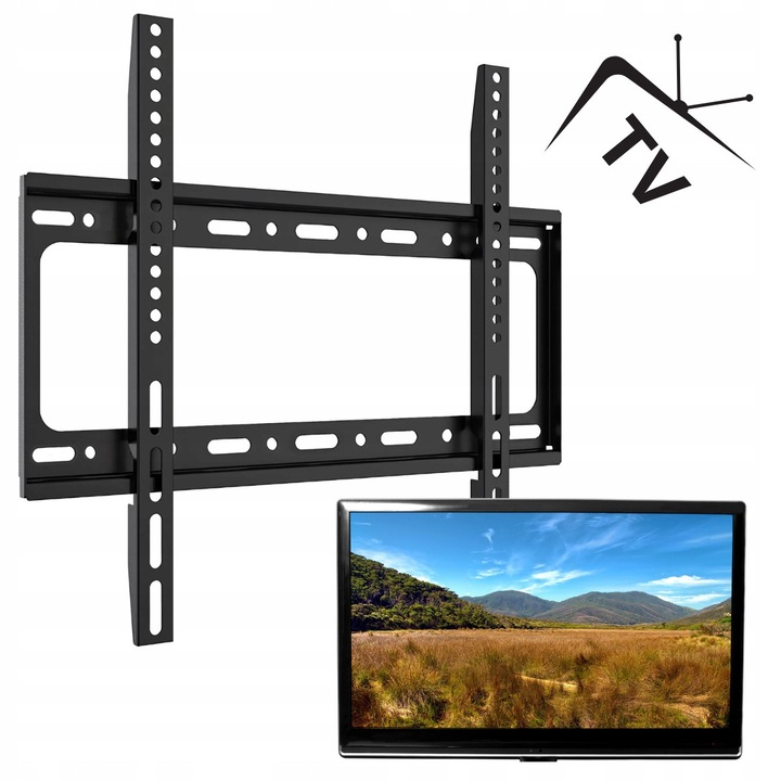 Стойка за телевизор, универсална, 40"-80", VESA 200x200-400x600мм, капацитет 75кг, черна, пълен комплект