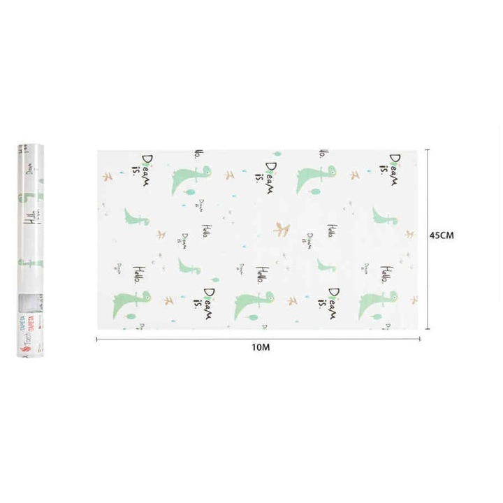 Cuki Dinoszauruszos és Feliratos Öntapadós Gyerekszoba Tapéta 45cm x 10m - Torch