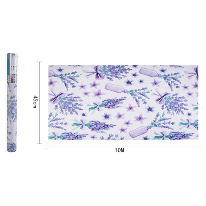 Levendulás és Fiola Mintás Öntapadós Tapéta 45cm x 10m - Torch