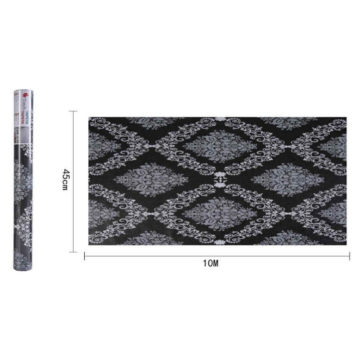 Klasszikus Fekete-Szürke Ornamentikus Öntapadós Tapéta 45cm x 10m - Torch