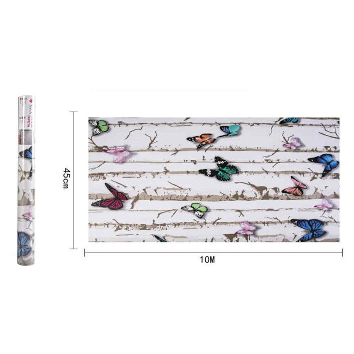 Színes Pillangós és Faág Mintás Öntapadós Tapéta 45cm x 10m - Torch