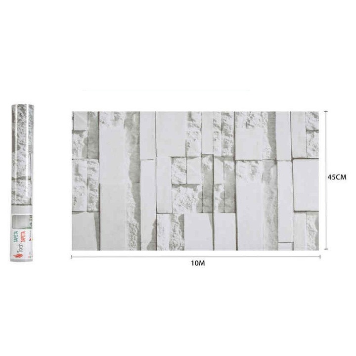 Modern Világosszürke Kőpanel Mintás Öntapadós Tapéta 45cm x 10m - Torch