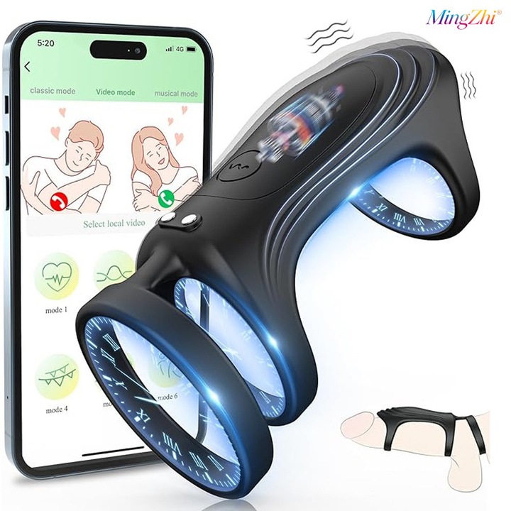 Inel vibrator pentru penis, MingZhi®, 9 moduri vibratie, silicon moale, stimulator cuplu, ajuta la erectie, clitoral stimulation pentru partenera, cock ring vibrator