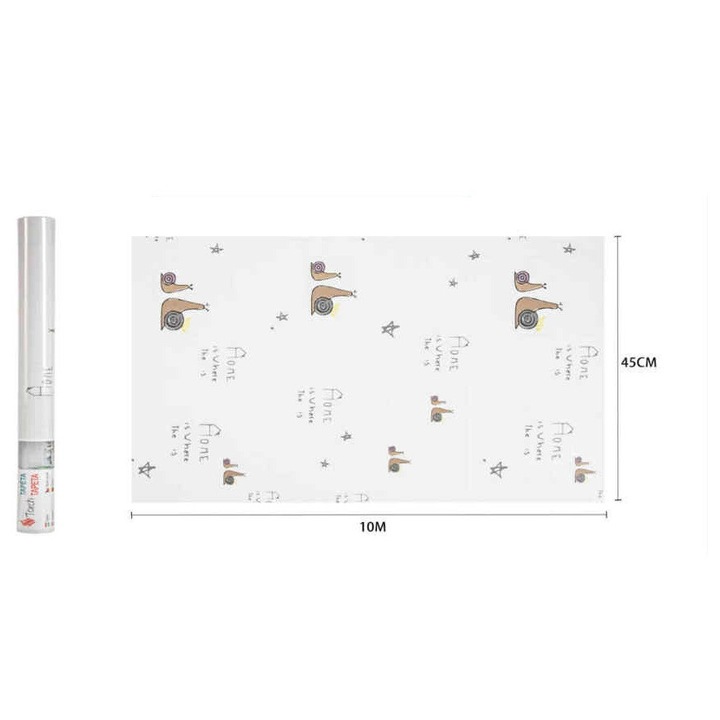 Kedves Csigás és Csillagos Mintás Öntapadós Gyerekszoba Tapéta 45cm x 10m - Torch