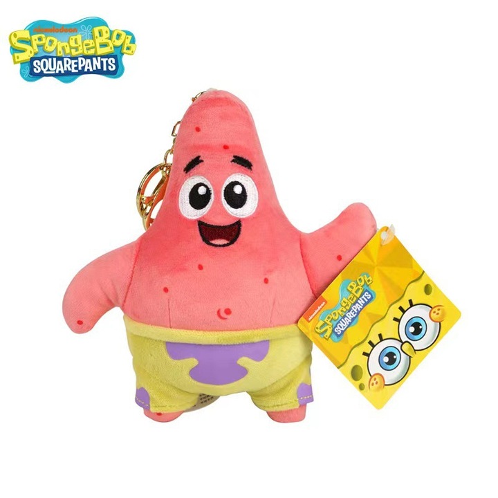 Jucarie de plus SpongeBob SquarePants, umpluta cu bumbac PP 3D, plina si rafinat lucrata, 13,5 cm, dragutul Patrick Star