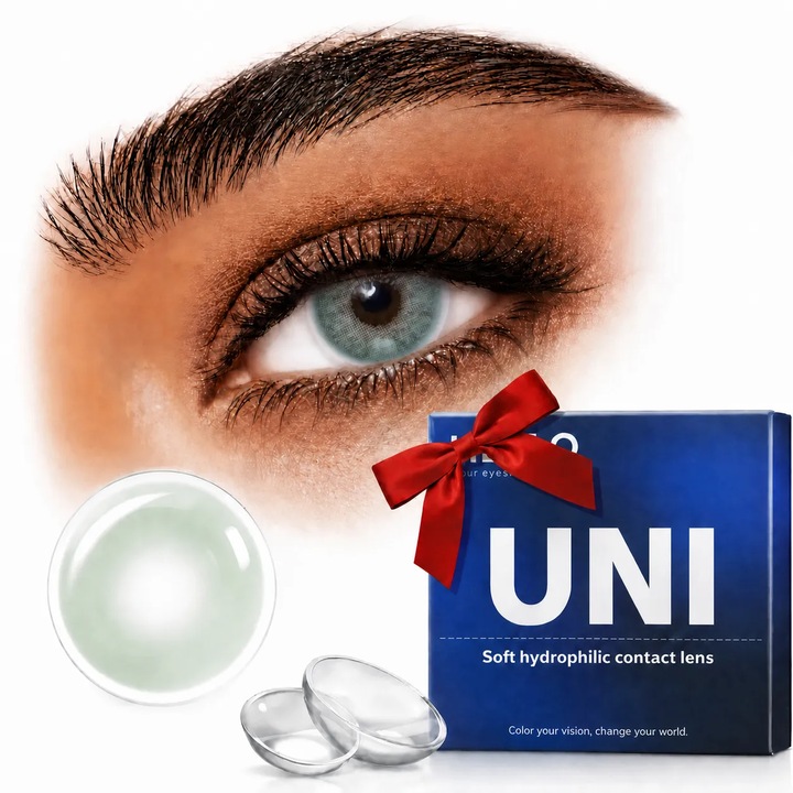 Lentile de contact colorate, albastru-gri cristal, 365 Purtari, Cosmetice, Fara dioptrii, seria UNI 04, BIGLISTENING®，Potrivit pentru viata de zi cu zi/purtarea de calatorie