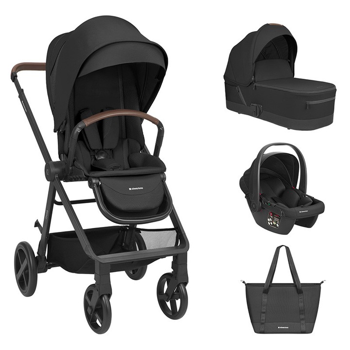 Carucior 3in1 Kikka Boo Mia, negru, greutate 8.3kg, dimensiuni 72.5x53.5x92-99.5cm