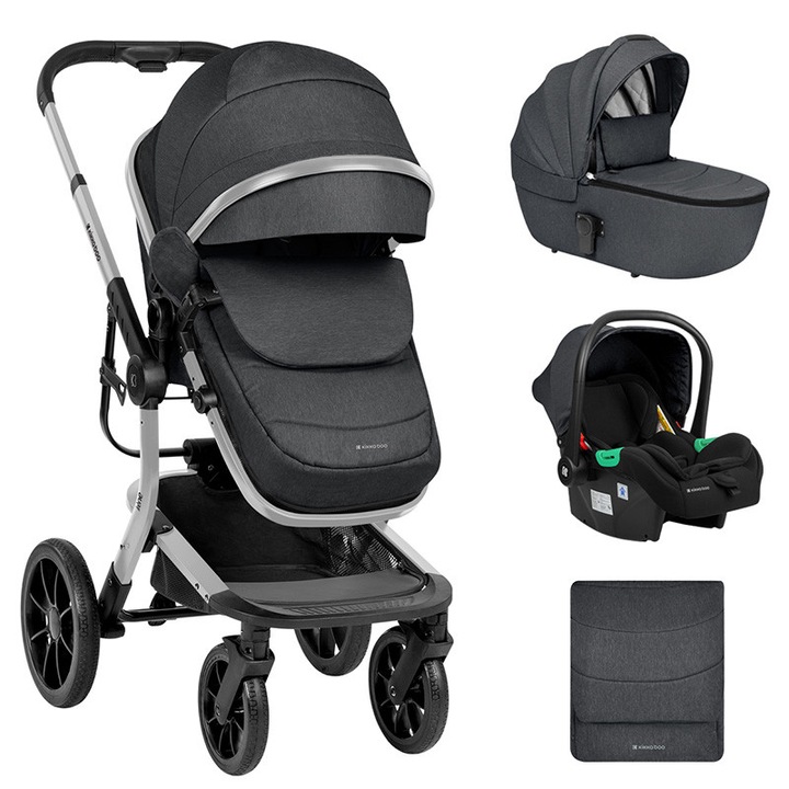 Комбинирана количка 3в1 Kikka Boo Irene, Тъмносив, Размери сгъната: 63x38x83см, Тегло: 10.7кг