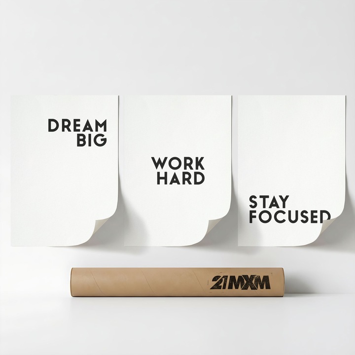 Комплект от 3 декоративни постера 'Minimal Motivation 03', текстилен материал, 21MXM, A3 (29.7 x 42 cm), без рамка