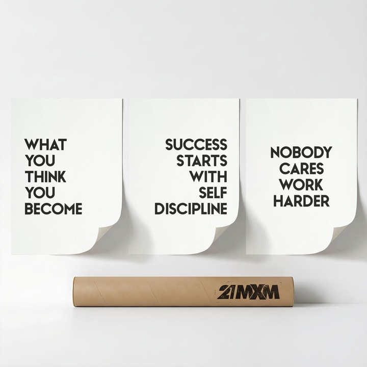 Комплект от 3 декоративни плаката 'Minimal Motivation 09', текстилен материал, 21MXM, 30 x 40 см, без рамка