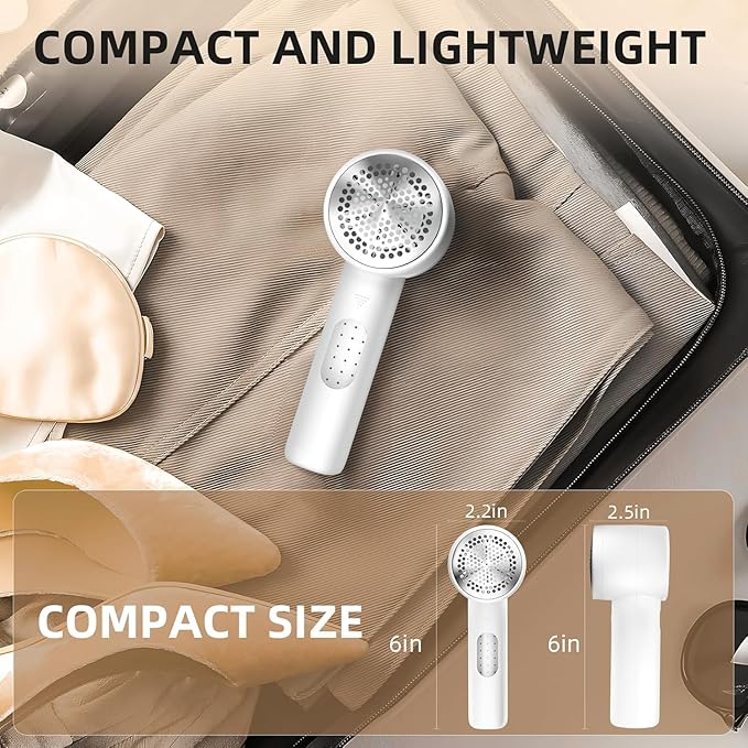 Aspirator de scame electric, 6 lame, 3 viteze, cu display LED, reincarcabil, pentru imbracaminte si mobilier