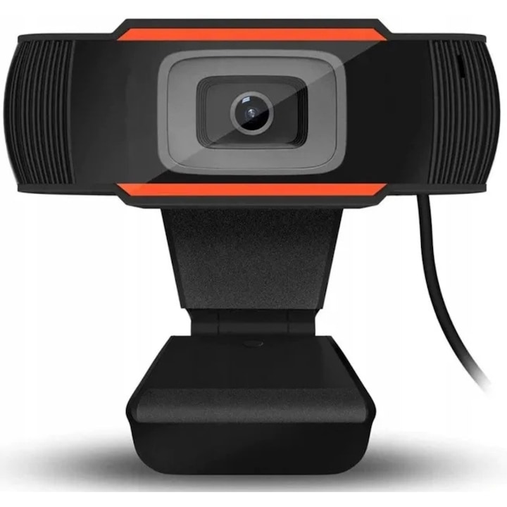 Camera web USB 1280x720p, microfon incorporat, unghi de vizualizare 120°, negru-portocalie