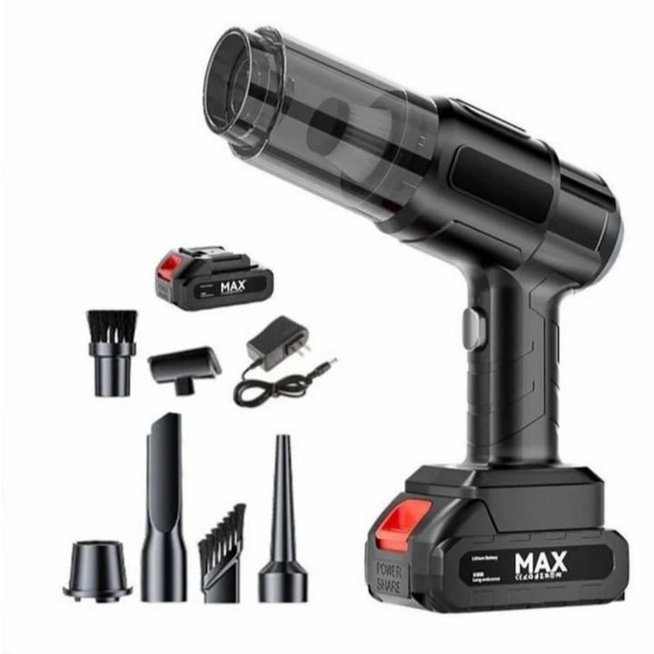 Aspirator și suflantă portabilă 6-in-1 Stuffix, motor 100 W, fără fir, compact, 36x21cm