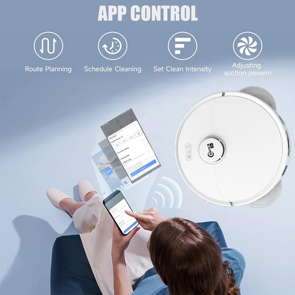 Aspirator robot Magnum PRO, Recipient automat pentru deseuri, apa curata si murdara, Putere de aspirare 10000 Pa, WiFi, Ridicarea si uscarea mopurilor cu aer cald