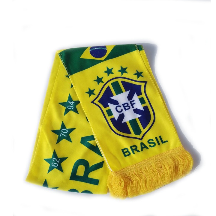 Fular din bumbac catifelat, cadou pentru fani fotbal, echipa Brazilia