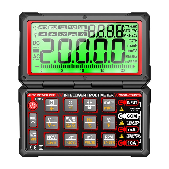 Multimetru digital automat, multi-functional, incarcabil, pentru masurarea tensiunii, curentului, rezistentei, Aparate de masura si control