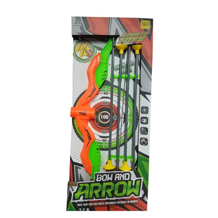 Arc sageti ventuze cu tinta hartie 40 cm