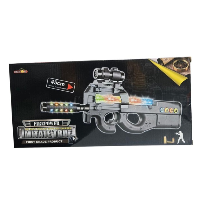Mitraliera cu sunete, lumini colorate Fire Power 45 cm