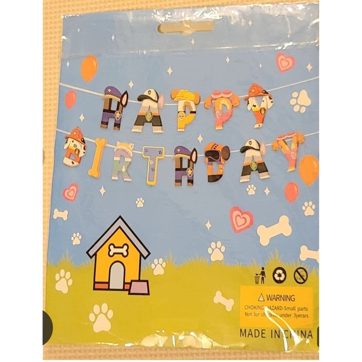 Set ghirlanda Happy Birthday, Domi Party & Gifts, cu tematica Patrula Catelusilor