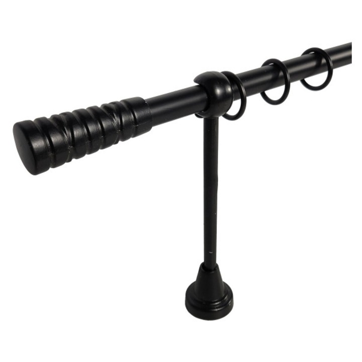 Galerie metal 16 mm COSTA RICA simpla, negru, 240 cm, capete LIBERIA