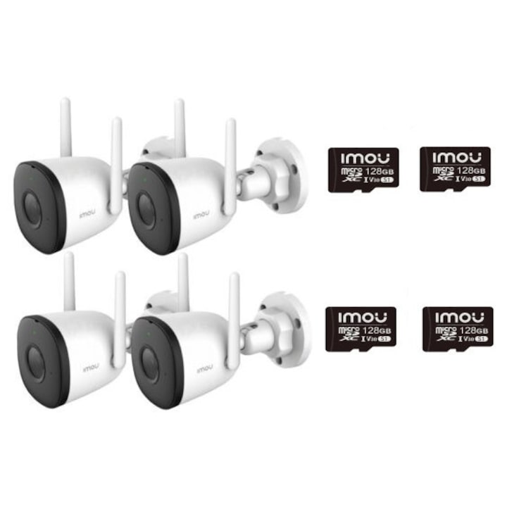 Sistem supraveghere 4K Dahua, 4 camere de exterior 4k 8MP, IR 80m, XVR 4 canale, Accesorii incluse, Autocolant Rovision