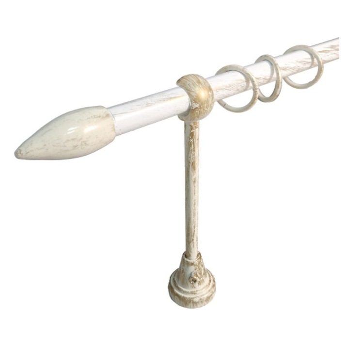 Galerie metal 16 mm COSTA RICA simpla, alb-auriu, 300 cm, capete SAN JOSÉ