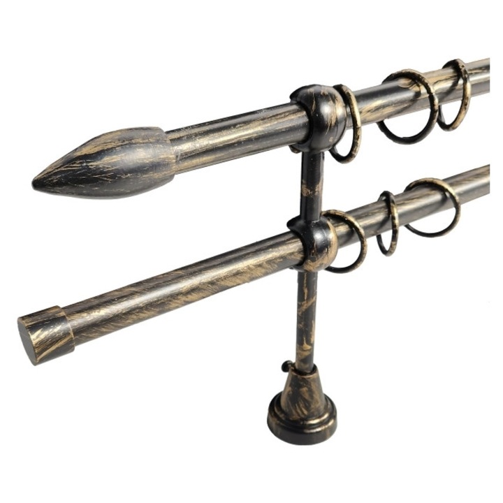 Galerie metal 16/16 mm COSTA RICA dubla, negru-auriu, 120 cm, capete SAN JOSÉ