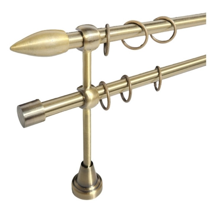 Galerie metal 16/16 mm COSTA RICA dubla, auriu-antic, 300 cm, capete SAN JOSÉ