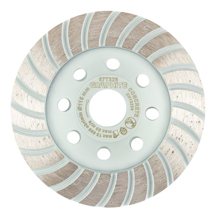 Gyémánt csiszolókorong, turbó, 115 x 22.2 mm, száraz vágás 57T326