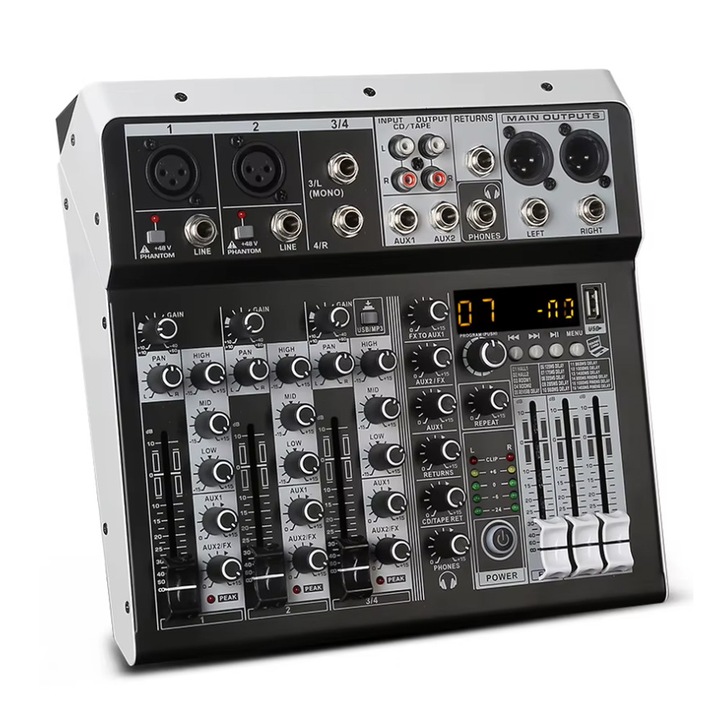 Mixer Bluetooth USB M-Flex UX4, 4 canale, DJ online, karaoke live