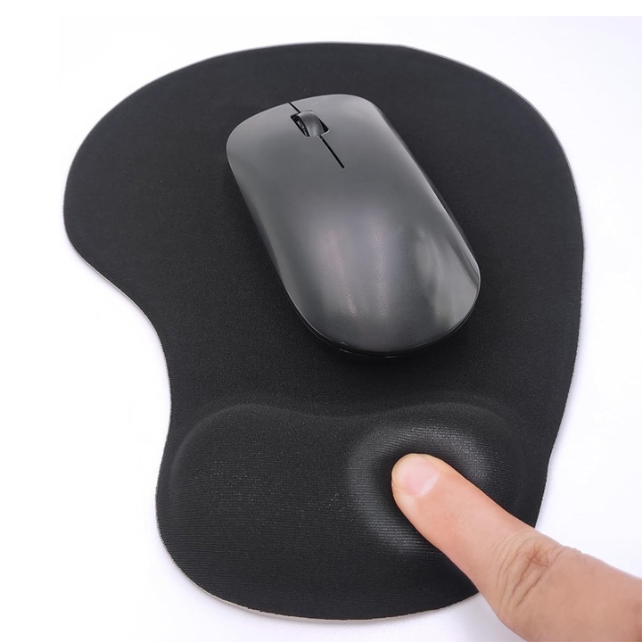 Mousepad ergonomic, spuma cu memorie pentru sustinere incheietura mana, Wrist Rest mouse, Baza anti-derapanta, Negru