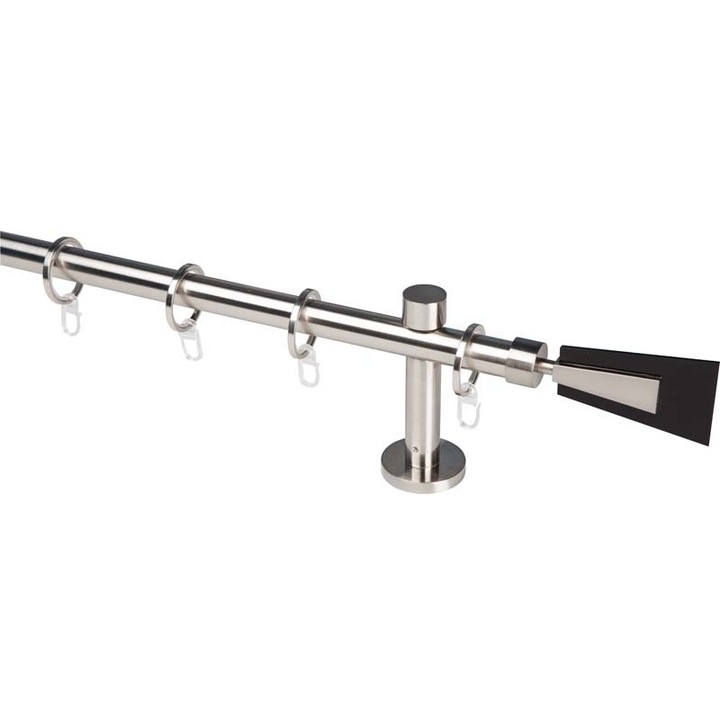 Galerie pentru draperie si perdea metal 20 mm SWITZERLAND simpla, otel-inox, 240 cm, capete BELLINZONA