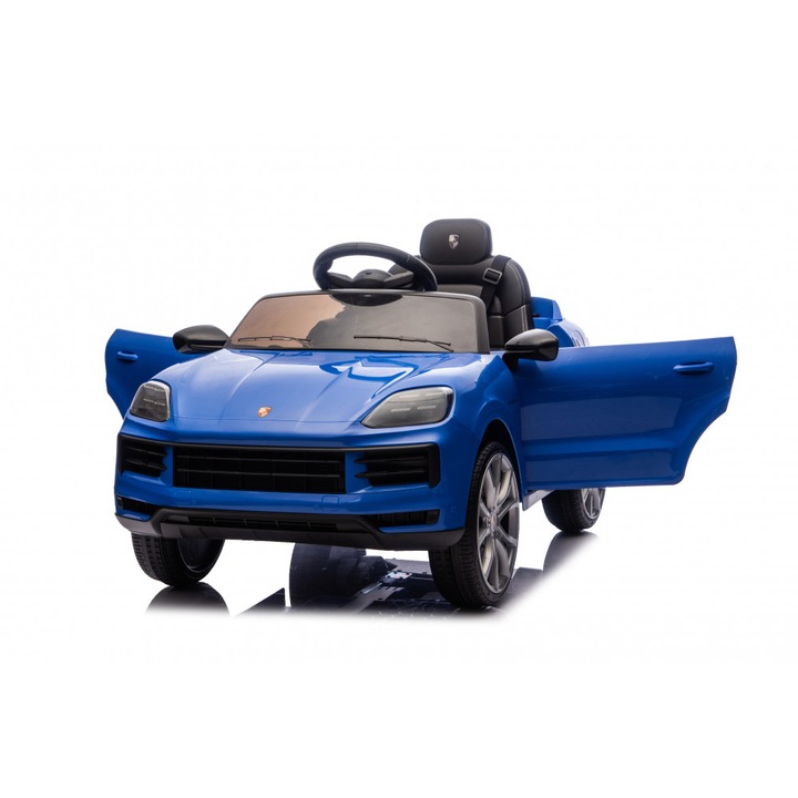 Masinuță electrică copii Nichiduta Porsche Cayenne albastru, acumulator 12V, deschidere uși, unitate audio Bluetooth, 103x63x54cm